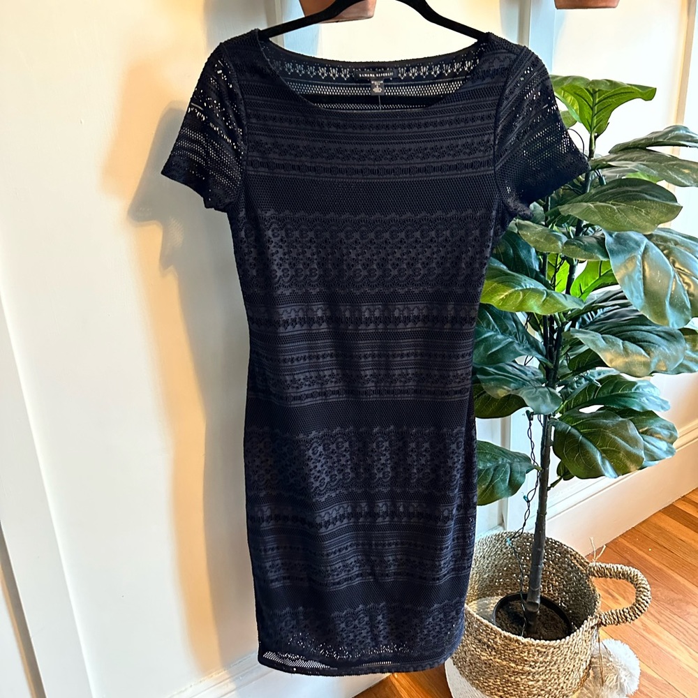 Banana Republic Womens Boat Neck Stretch Dark Navy Formal Dress Size Small Tall